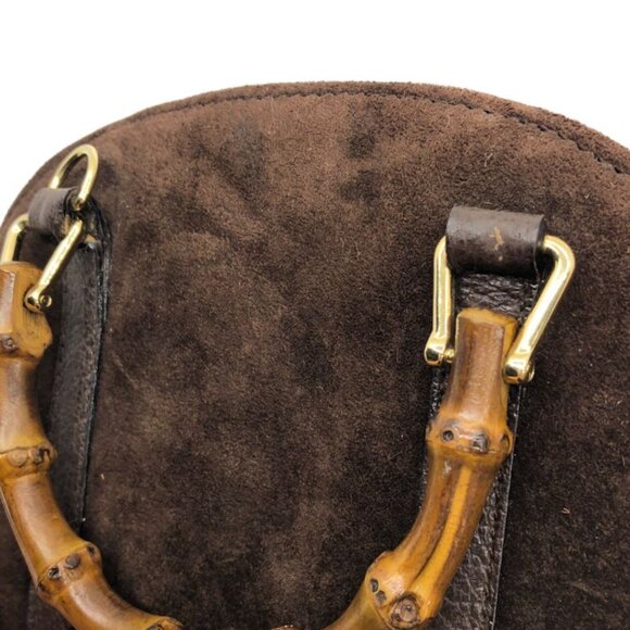 Gucci Vintage 2-Way Mini Suede Bamboo Shoulder Bag Mini Suede Bamboo - Picture 10 of 10